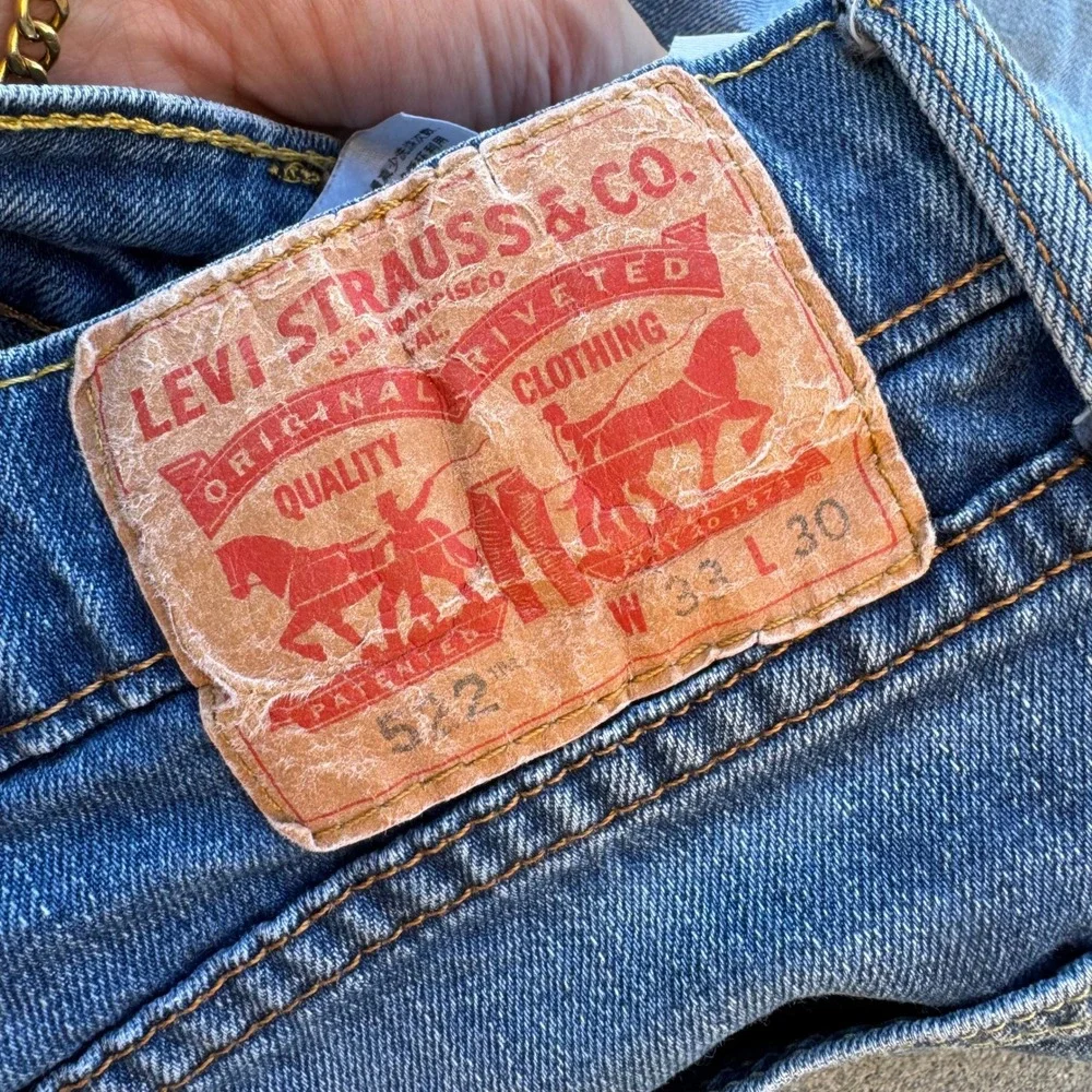 Levi's 522 Slim Taper Jeans Men 33x30 Blue Medium Wash Distressed